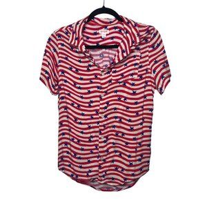 Cat & Jack Boys Red, White and Blue Button Up Shirt and Swim Shorts